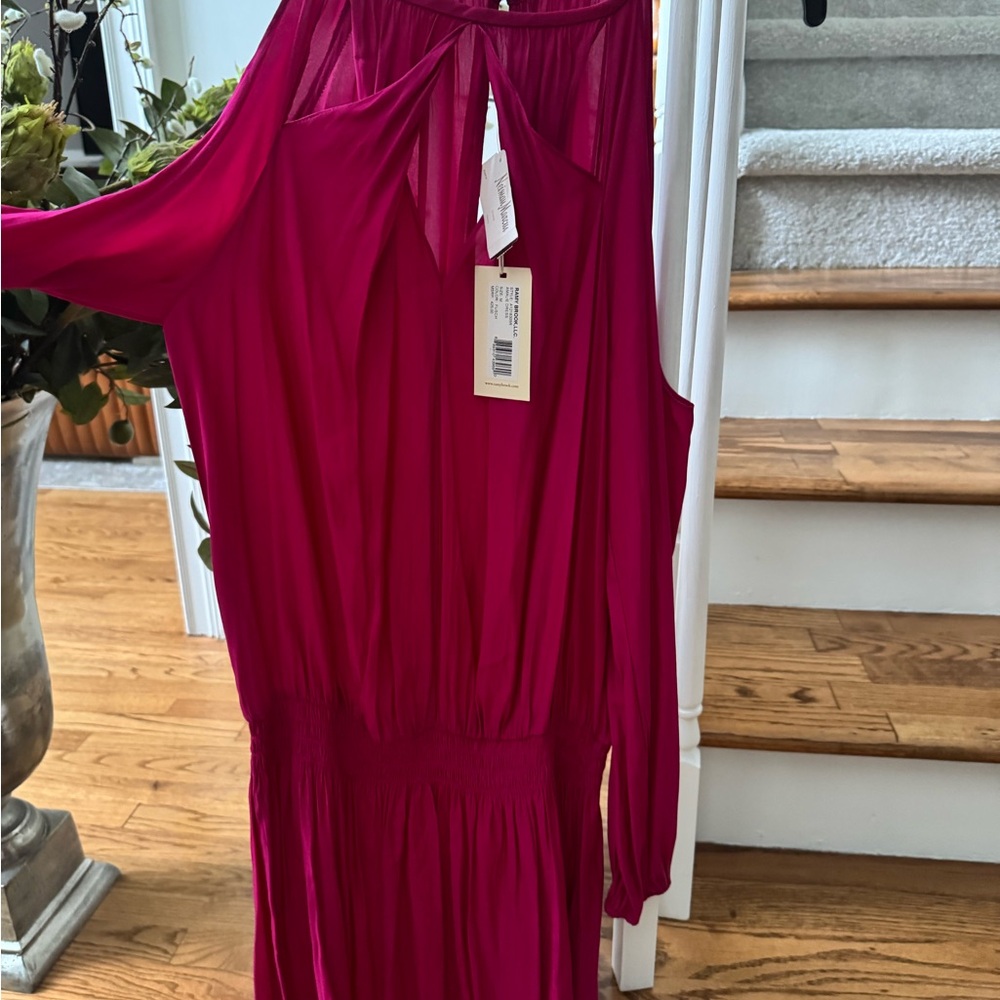 Ramy Brook Amalie Fuchsia exposed shoulder Dress - Picture 5 of 6